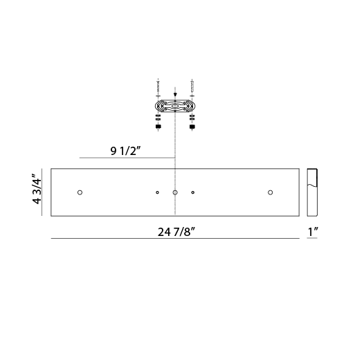 Rosace de plafond linéaire multi-usages Matteo Lighting CNP0103RB, noir rouille
