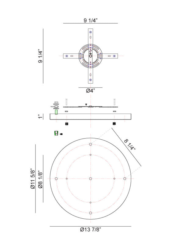 Rosace de plafond ronde multifonction Matteo Lighting CP0105MB, noir mat
