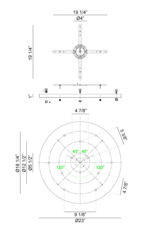 Rosace de plafond ronde multi-usages Matteo Lighting CP0112BK, noire