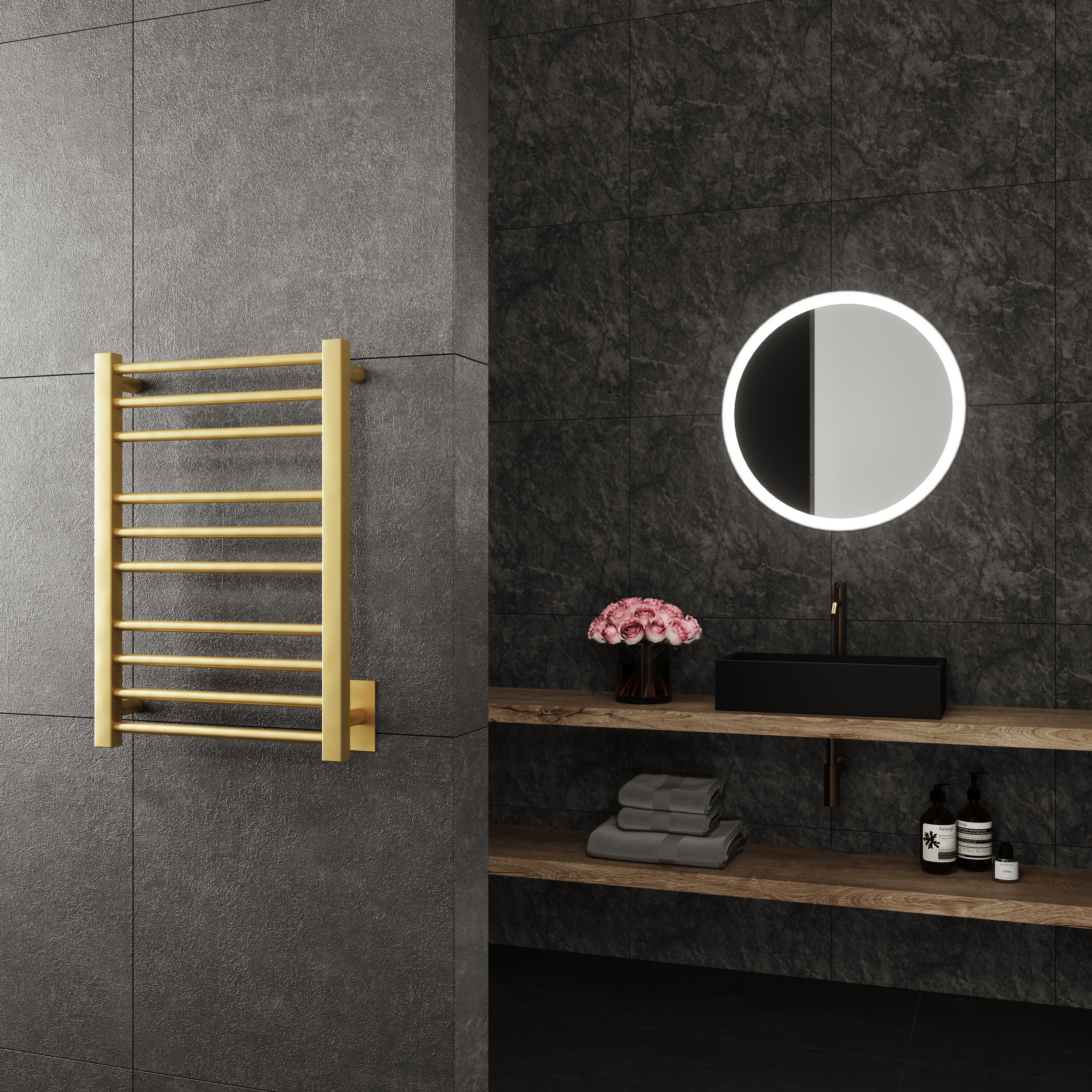 Paris Mirror - CRONGLD10 - Towel Warmer - Cronos - Brushed Gold