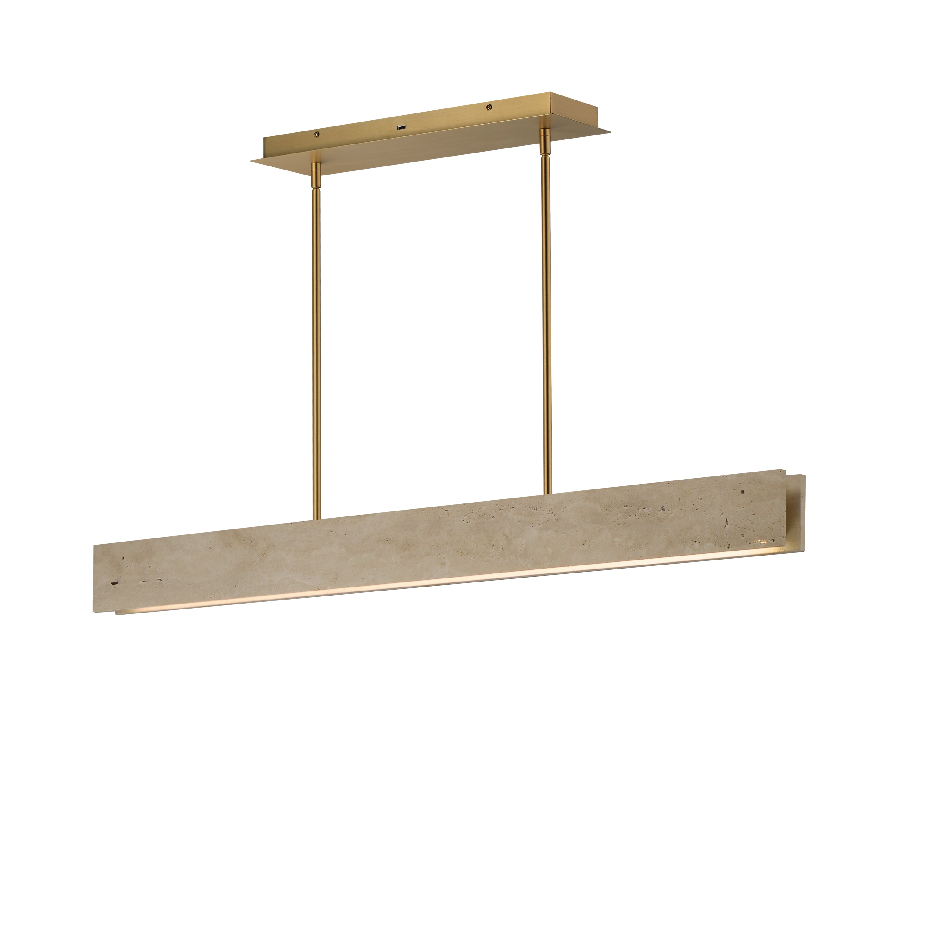 ET2 Lighting E26266-TVNAB Lintel LED Linear Stone Pendant in Travertine / Natural Aged Brass