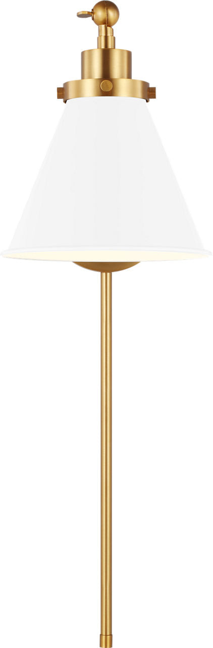Visual Comfort Studio Collection CW1121MWTBBS Wellfleet Sconce in Matte White and Burnished Brass