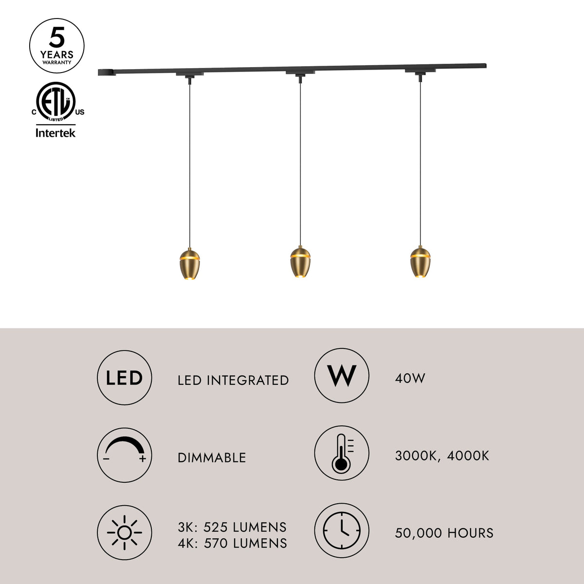 Kit de plafond LED Trilo TR3C-P89703-BG de Kuzco Lighting - Eloa en or brossé