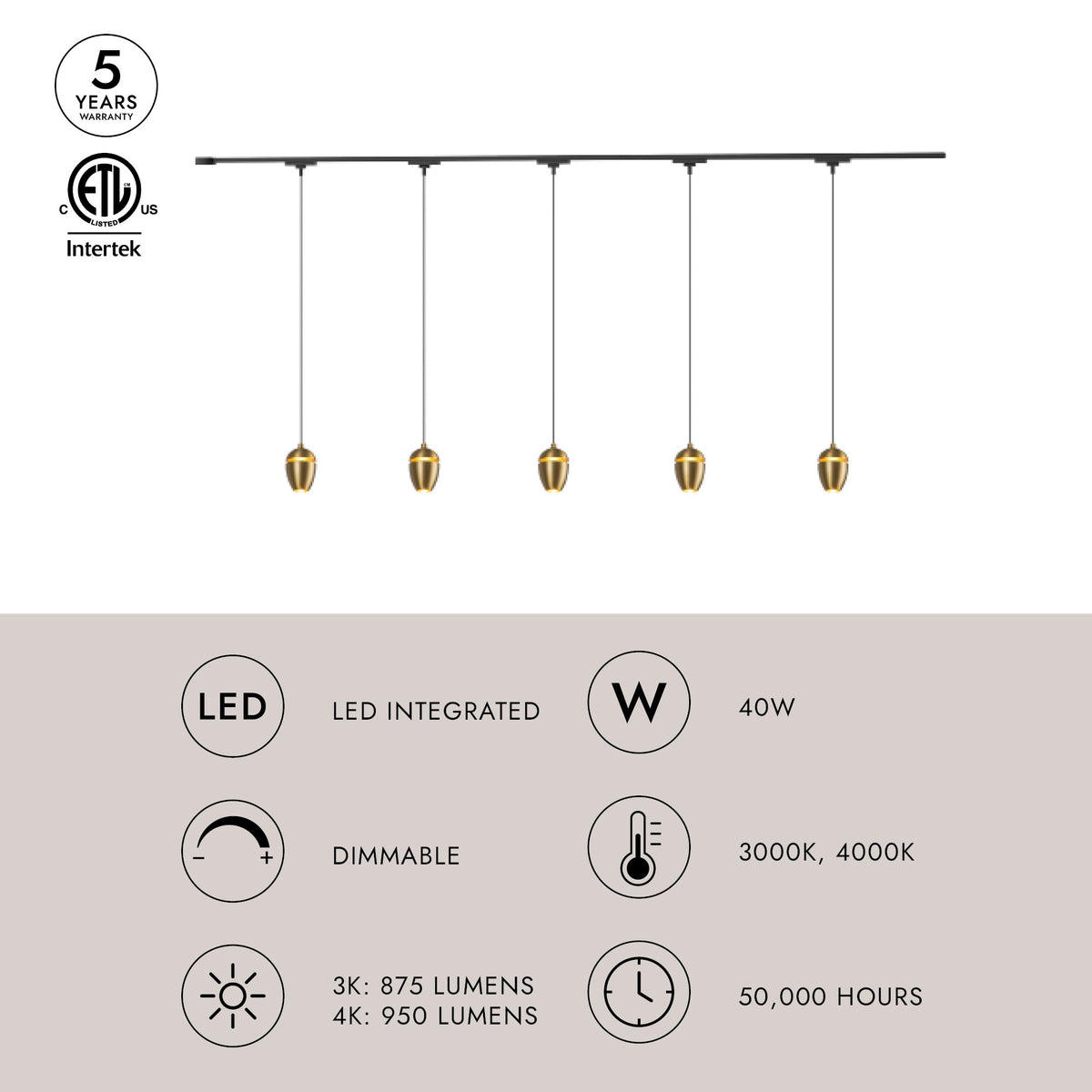 Kit de plafond LED Trilo TR5C-P89703-BG de Kuzco Lighting - Eloa en or brossé