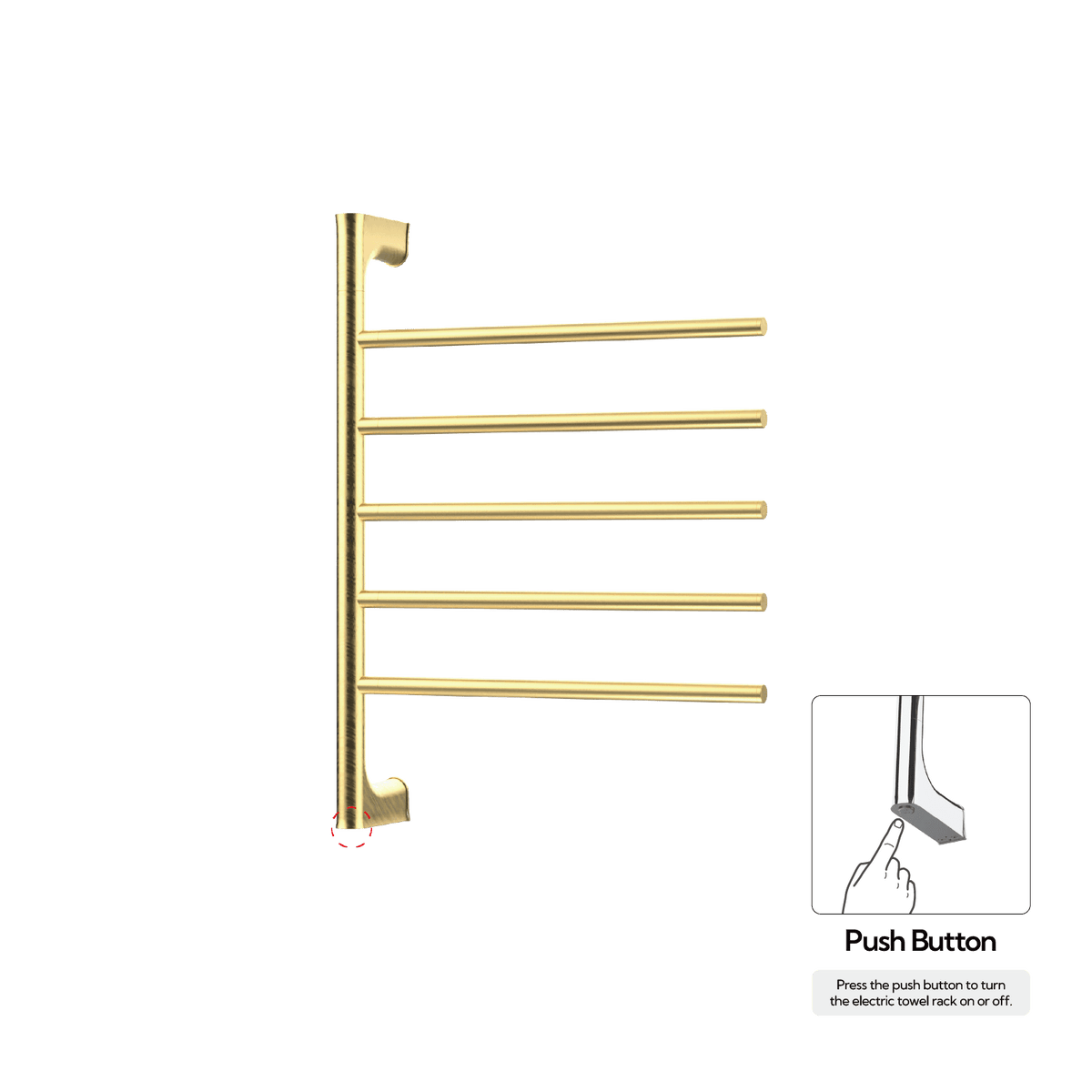 P&Bhusri G05-M-BBR-N G05 Towel Warmer in PVD Brushed Brass
