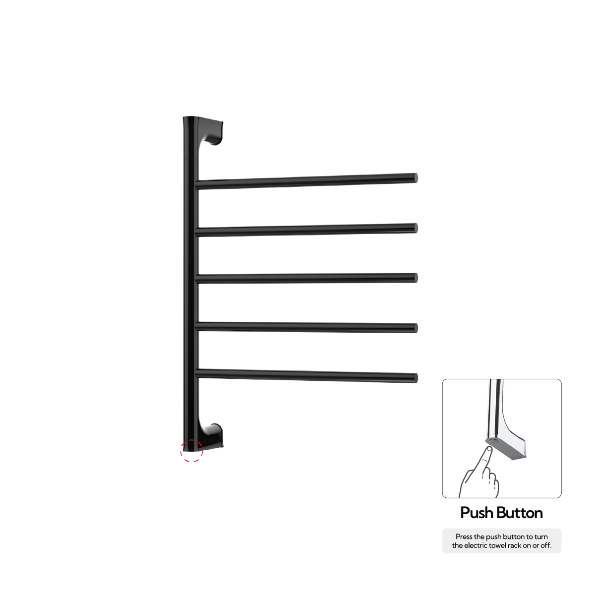 P&Bhusri G05-M-PBN-N G05 Towel Warmer in PVD Polished Black Nickel