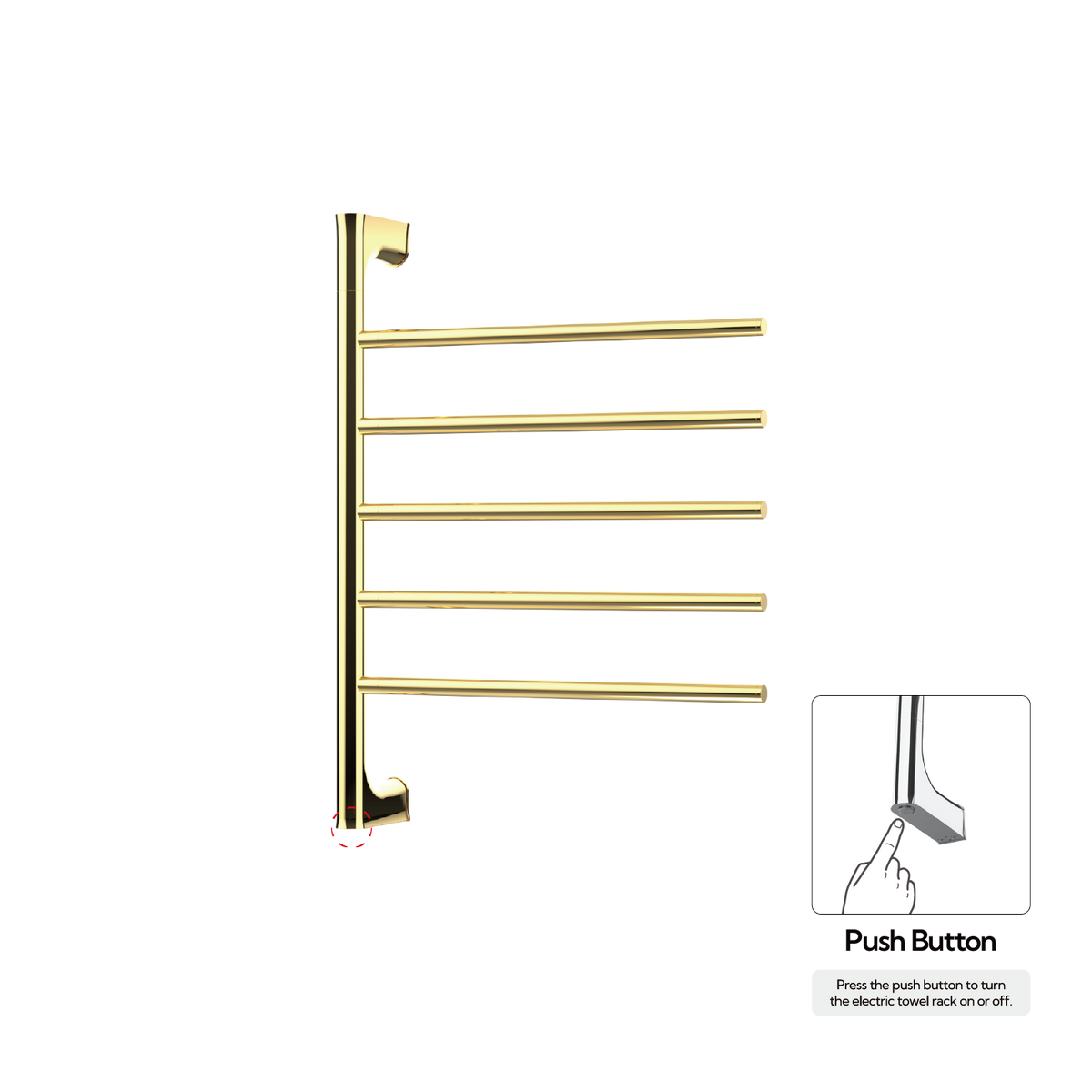 P&Bhusri G05-M-PBR-N G05 Towel Warmer in PVD Polished Brass