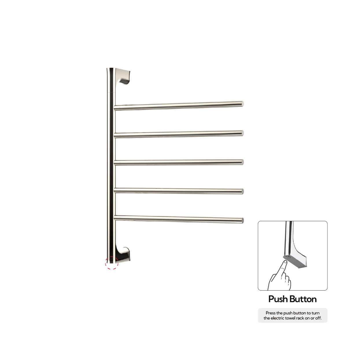 P&Bhusri G05-M-PNI-N G05 Towel Warmer in PVD Polished Nickel