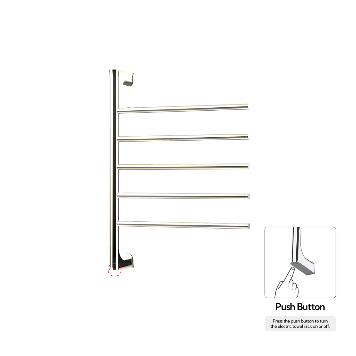 P&Bhusri G05-M-PWG-N G05 Towel Warmer in PVD Polished White Gold