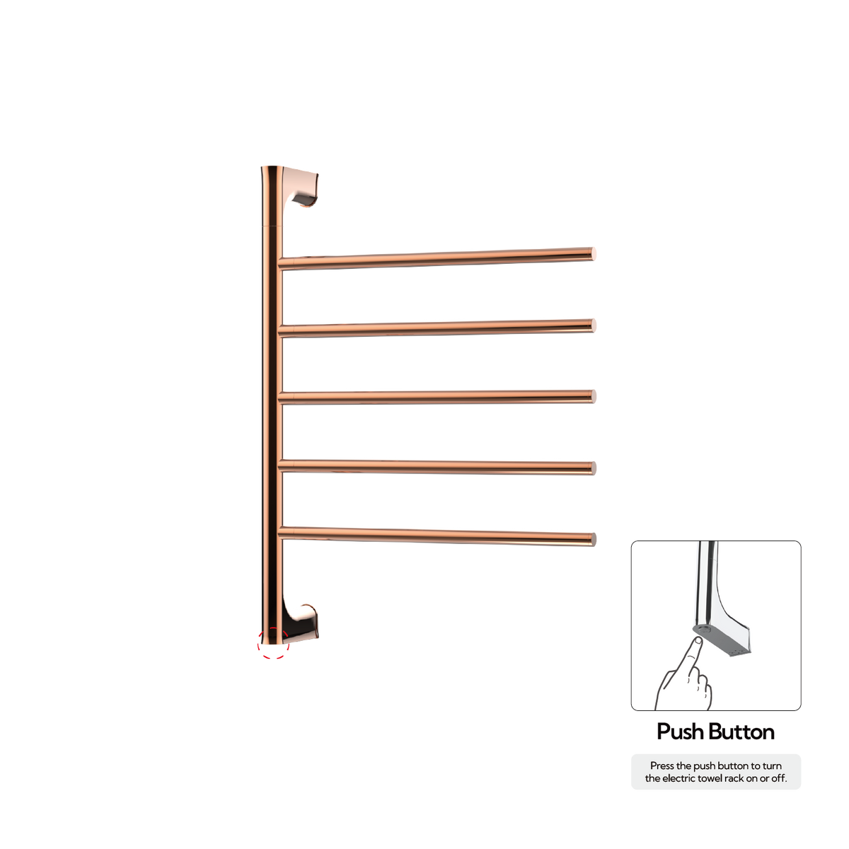 P&Bhusri G05-M-RGD-N G05 Towel Warmer in PVD Polished Rose Gold