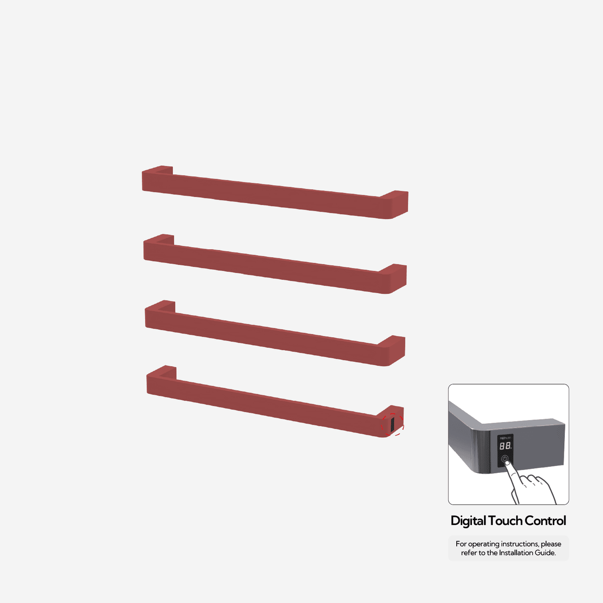 P&Bhusri G12-L-ARD-ME G12 Towel Warmer in Amber Red