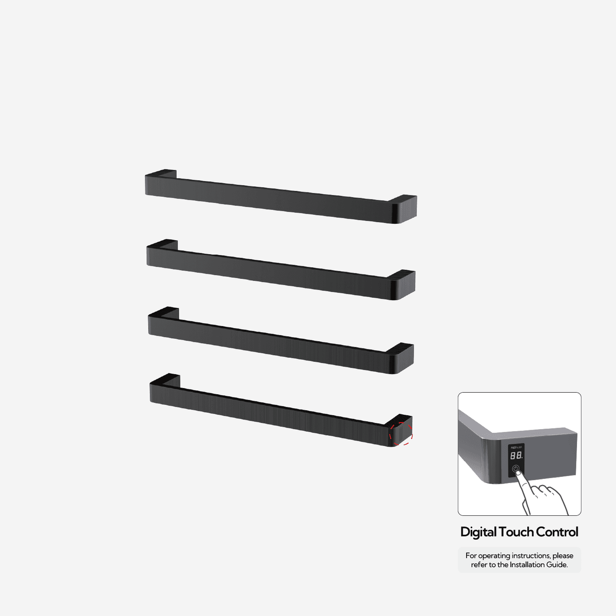 P&Bhusri G12-L-BBN-ME G12 Towel Warmer in PVD Brushed Black Nickel