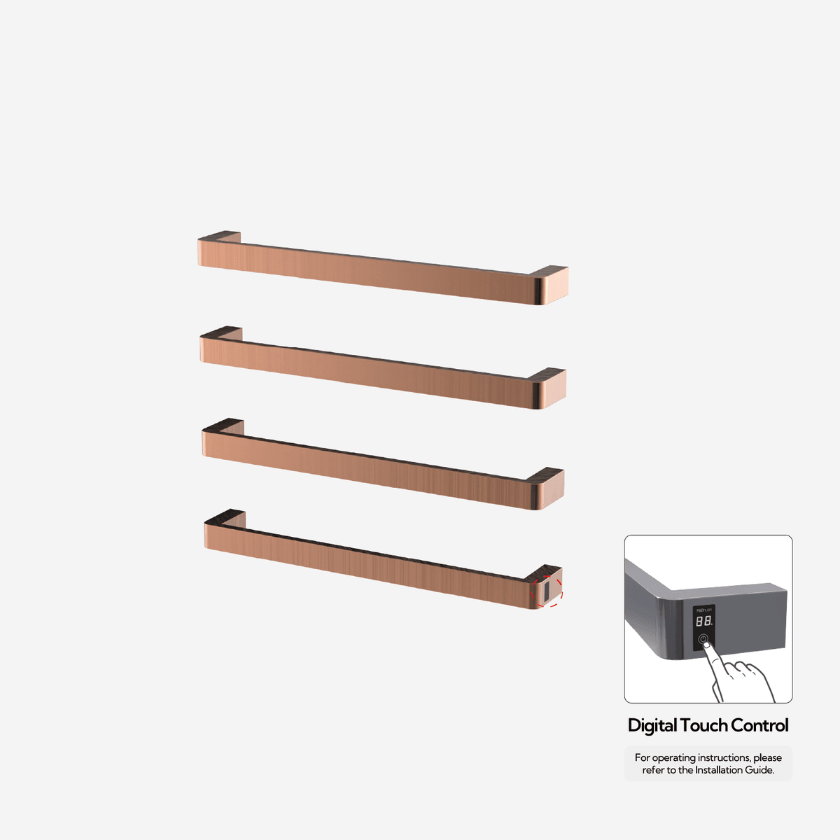 P&Bhusri G12-L-BRG-ME G12 Towel Warmer in PVD Brushed Rose Gold