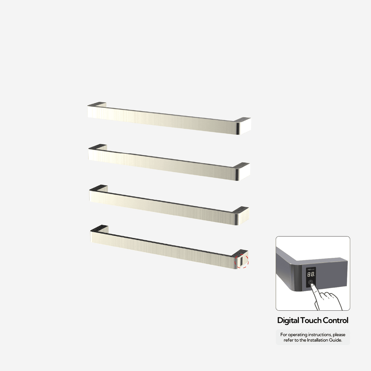 P&Bhusri G12-L-BWG-ME G12 Towel Warmer in PVD Brushed White Gold