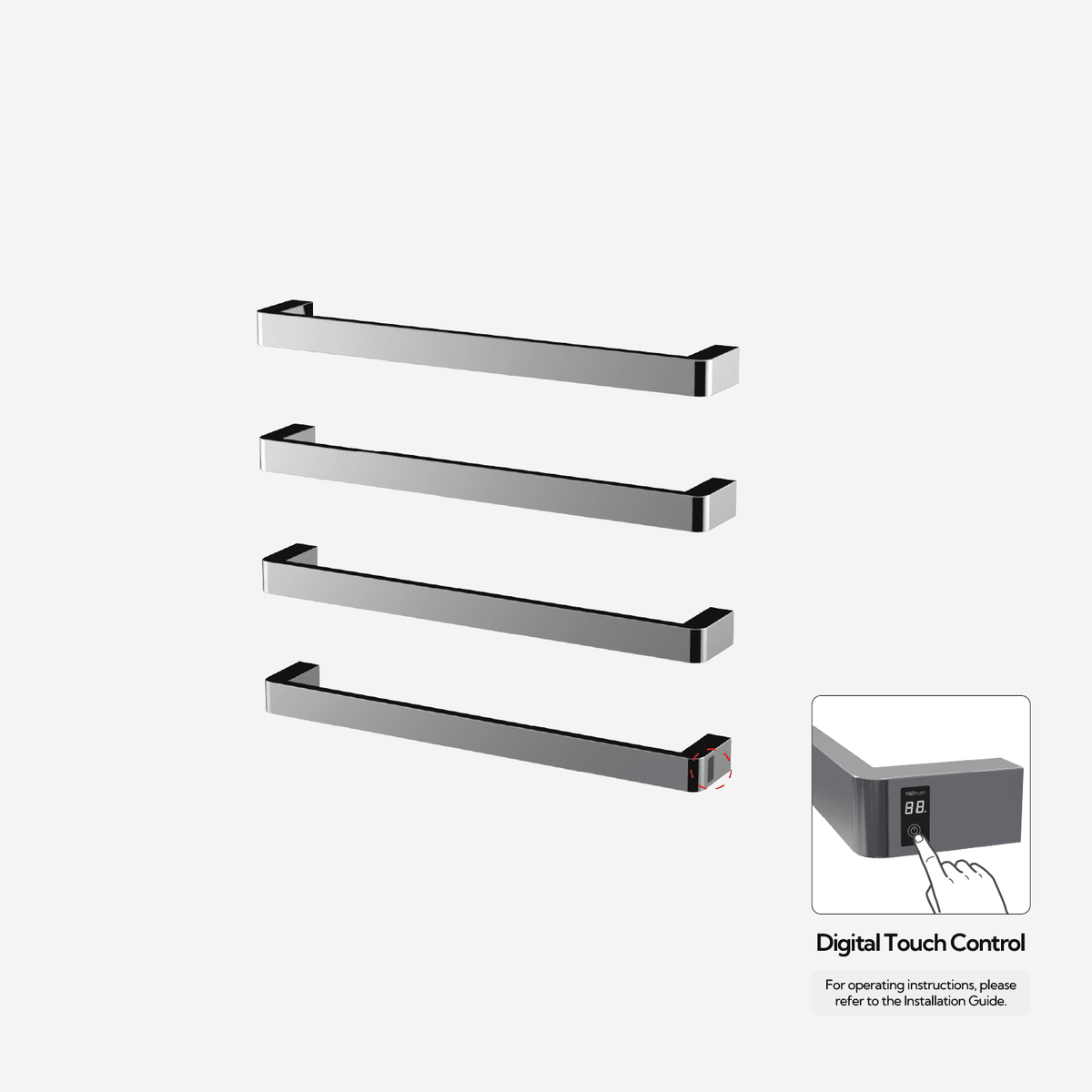 P&Bhusri G12-L-CHR-ME G12 Towel Warmer in Polished Chrome