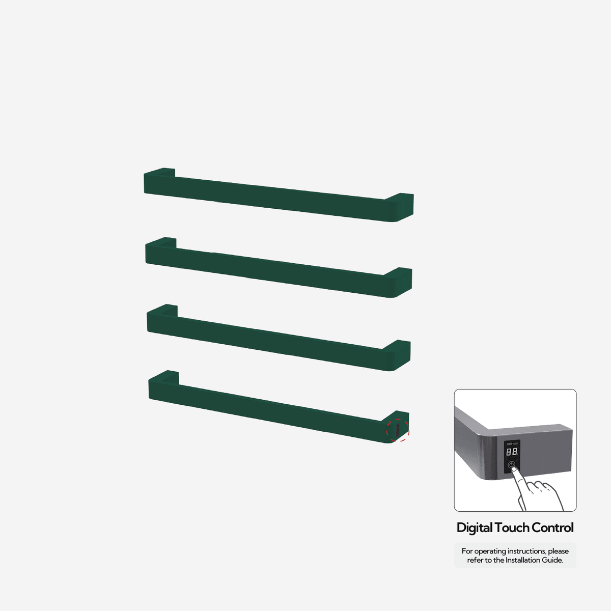 P&Bhusri G12-L-EGR-ME G12 Towel Warmer in Emerald Green