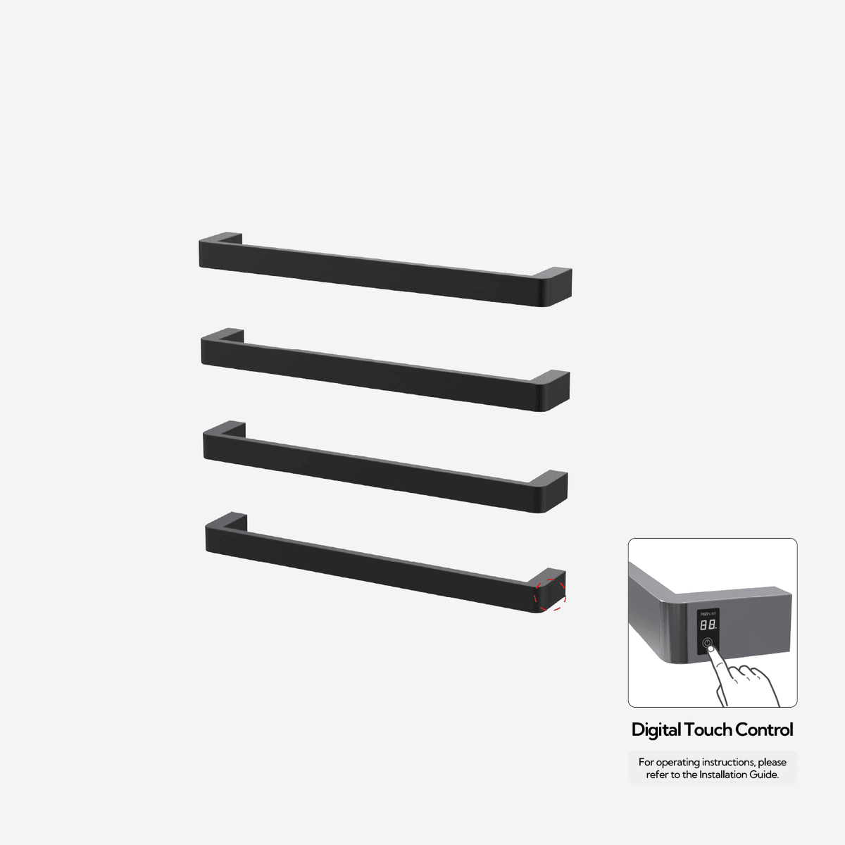 P&Bhusri G12-L-MBL-ME G12 Towel Warmer in Mist Black