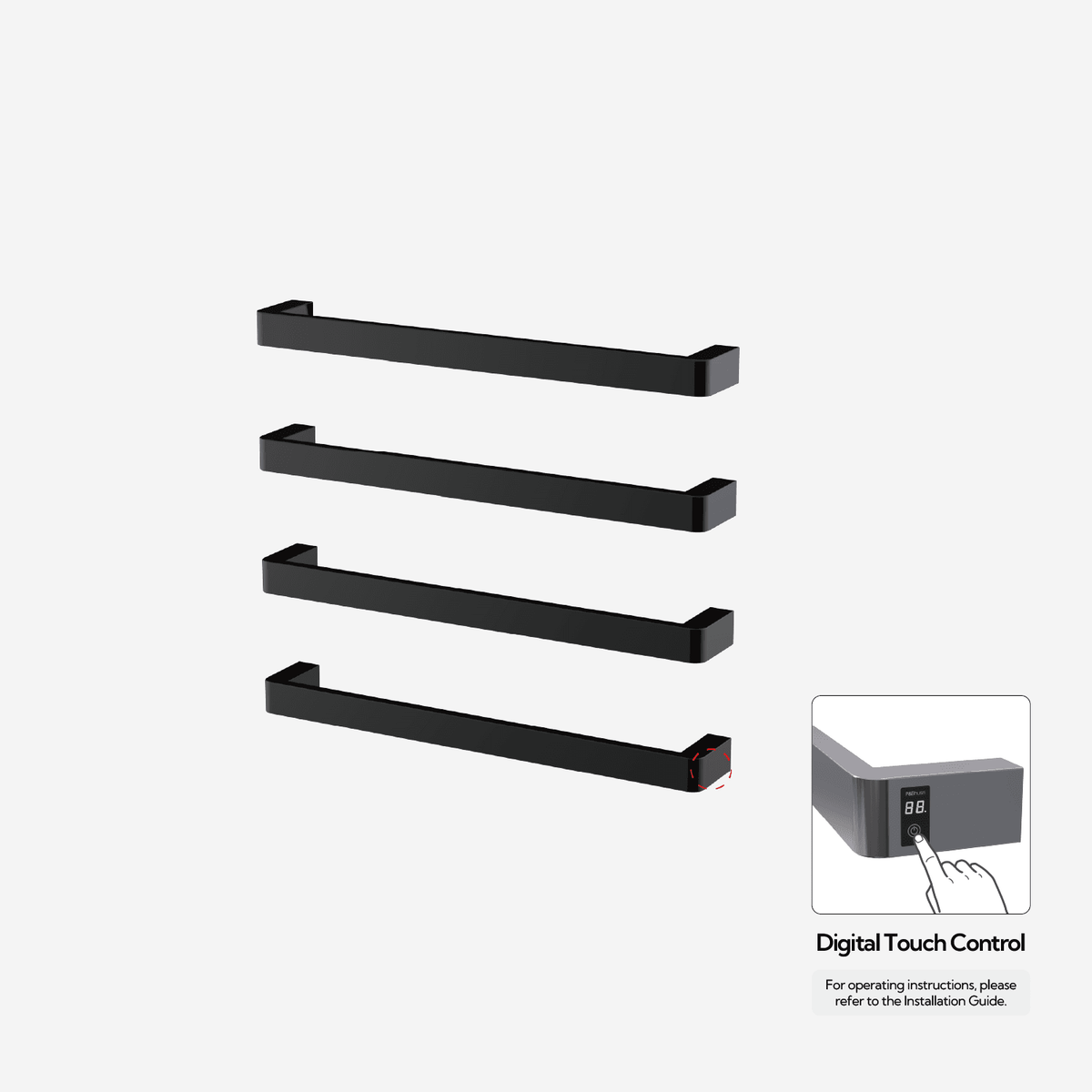 P&Bhusri G12-L-PBN-ME G12 Towel Warmer in PVD Polished Black Nickel