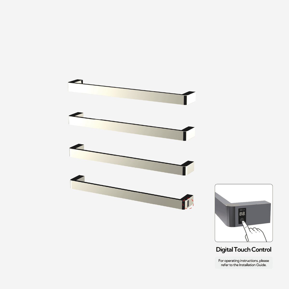 P&Bhusri G12-L-PWG-ME G12 Towel Warmer in PVD Polished White Gold