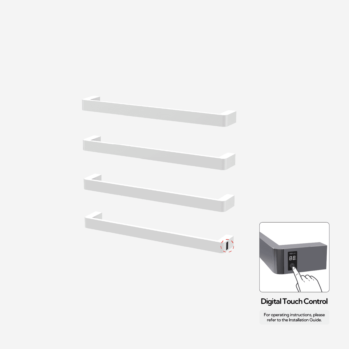 P&Bhusri G12-L-PWH-ME G12 Towel Warmer in Porcelain White