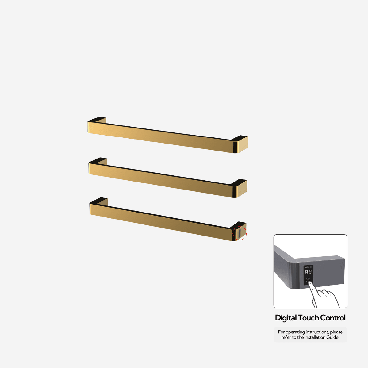 P&Bhusri G12-M-24K-ME G12 Towel Warmer in PVD 24K Gold