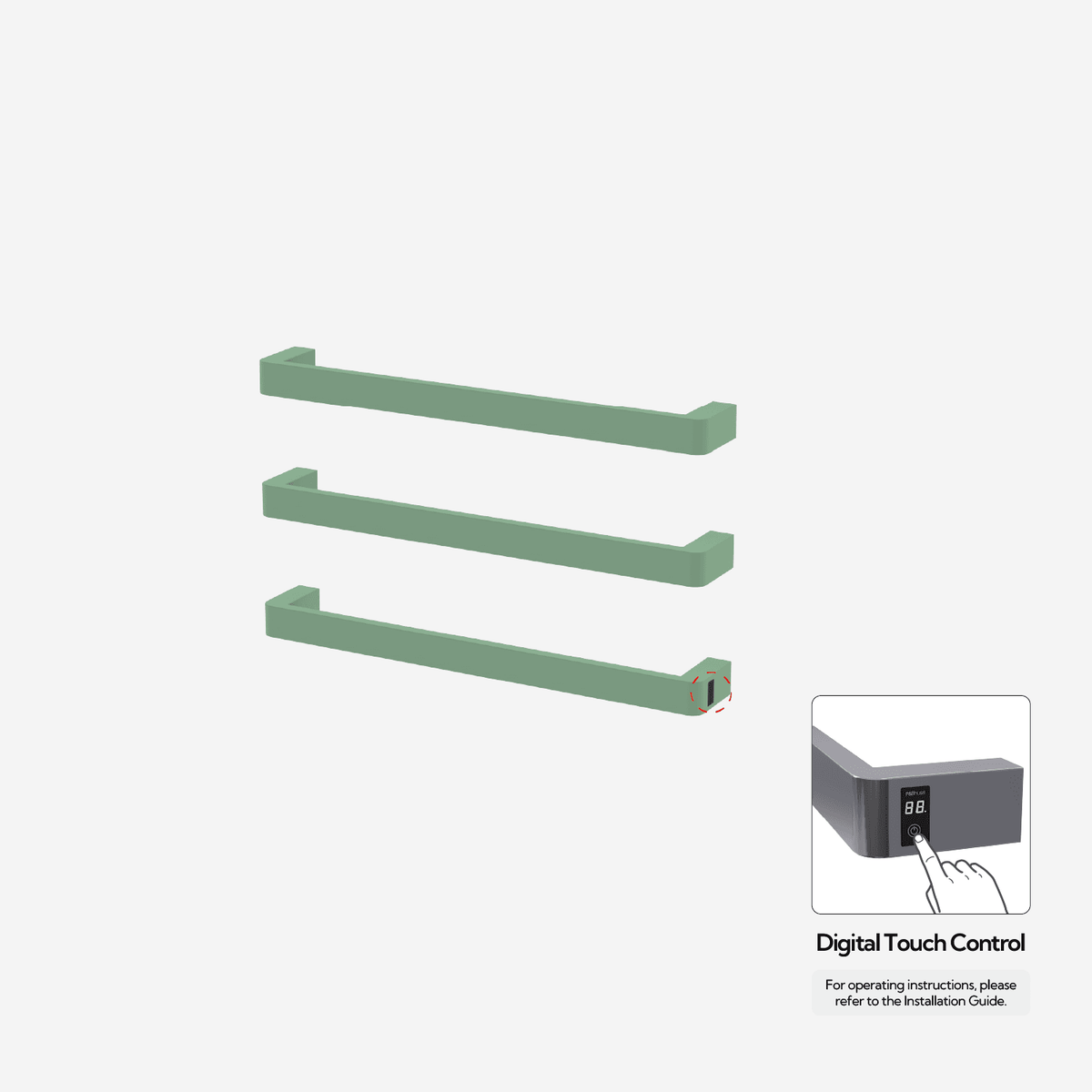 P&Bhusri G12-M-CGR-ME G12 Towel Warmer in Celadon Green