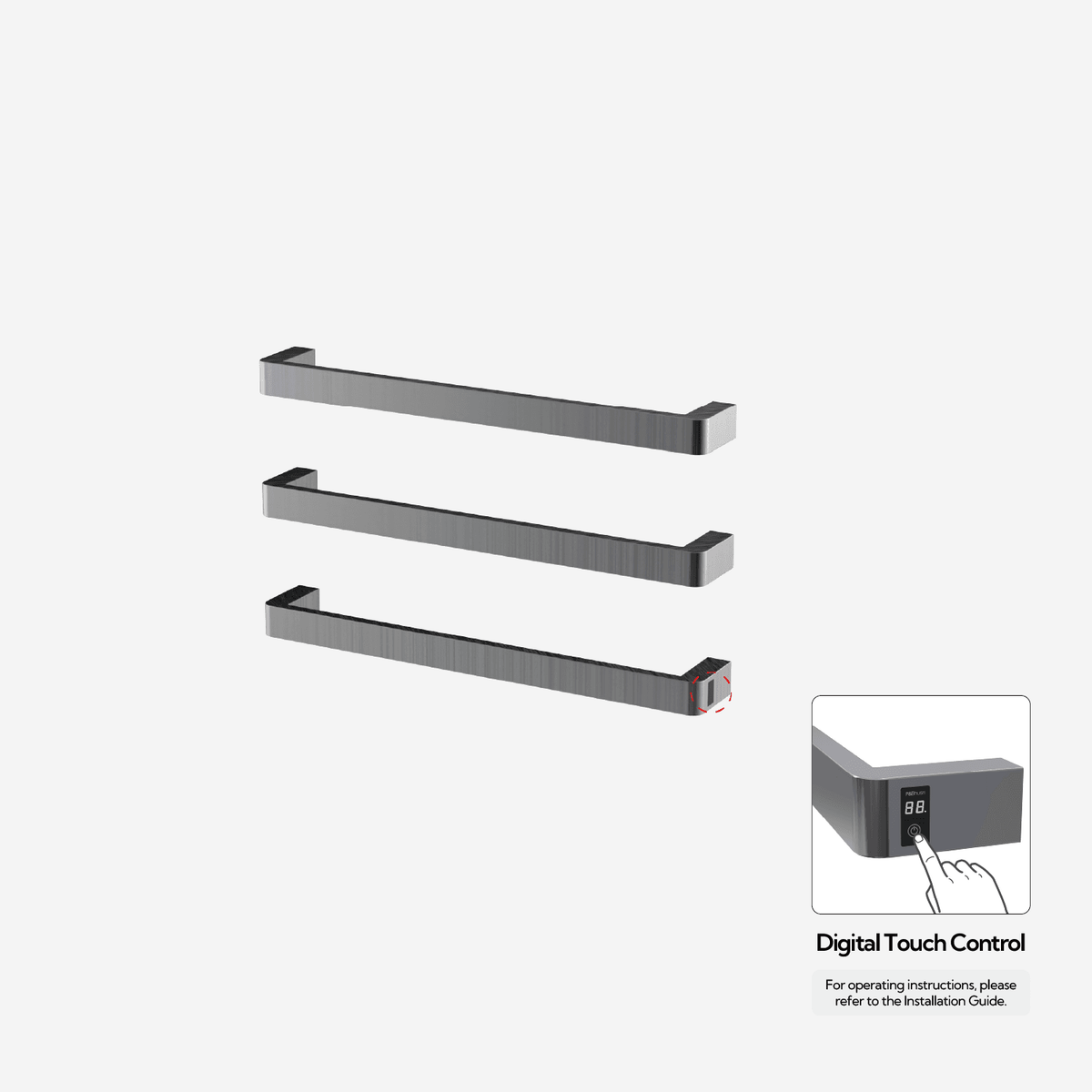 P&Bhusri G12-M-GML-ME G12 Towel Warmer in PVD Gun Metal