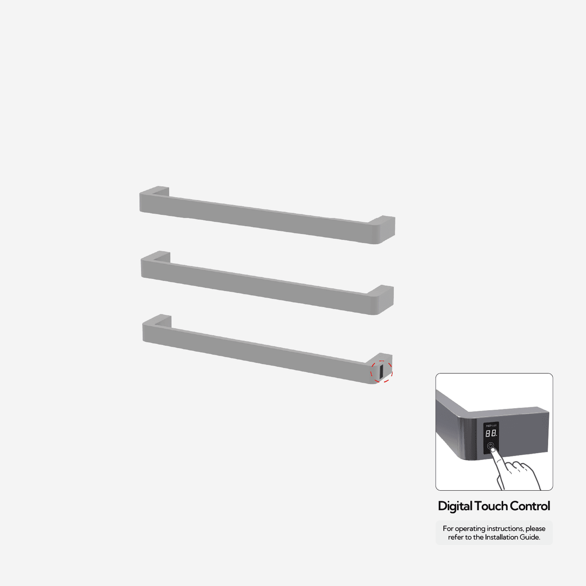 P&Bhusri G12-M-MGR-ME G12 Towel Warmer in Muted Grey