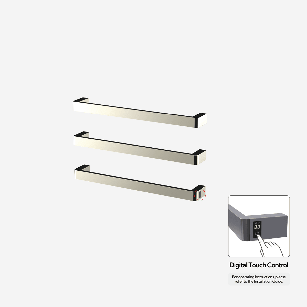 P&Bhusri G12-M-PWG-ME G12 Towel Warmer in PVD Polished White Gold