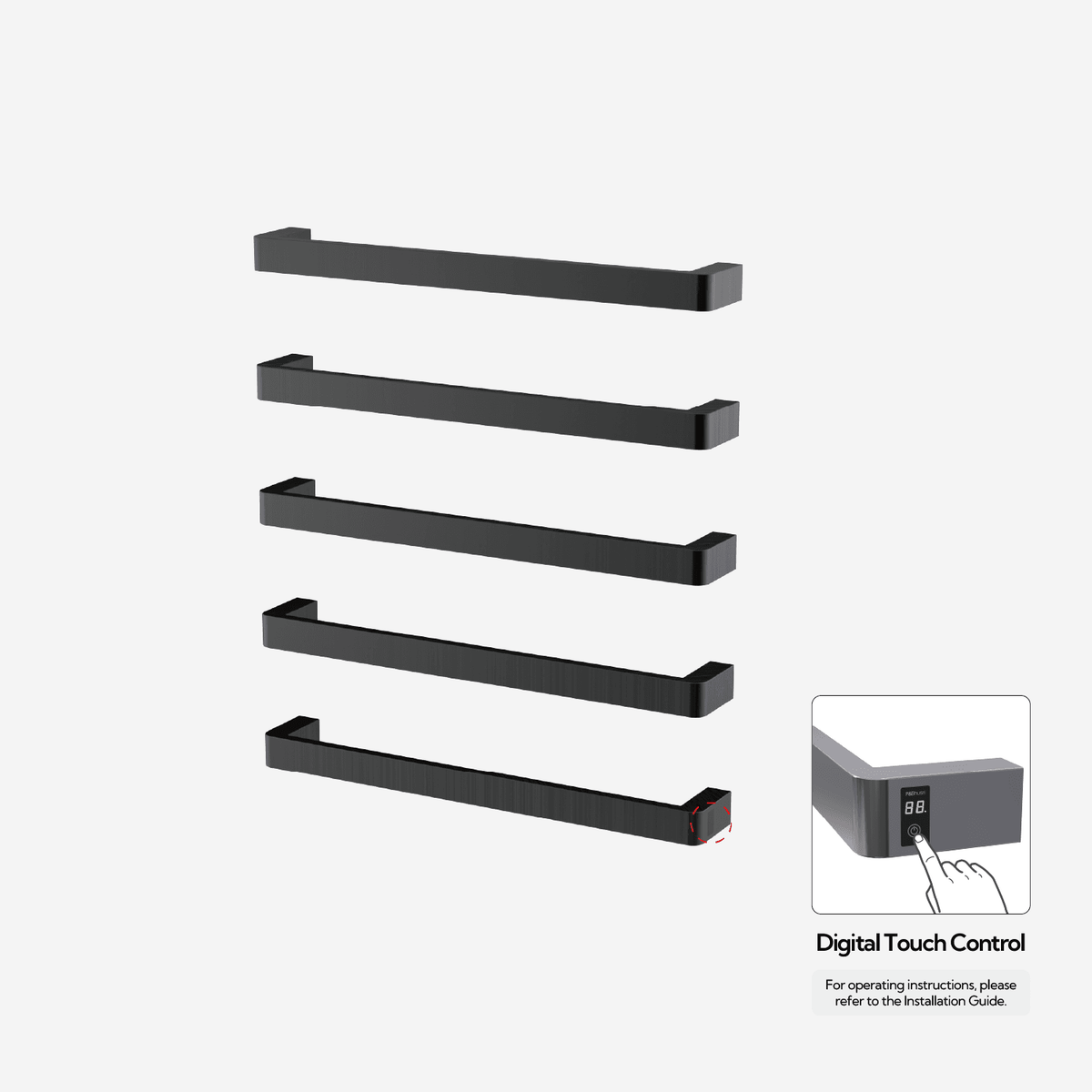 P&Bhusri G12-XL-BBN-ME G12 Towel Warmer in PVD Brushed Black Nickel