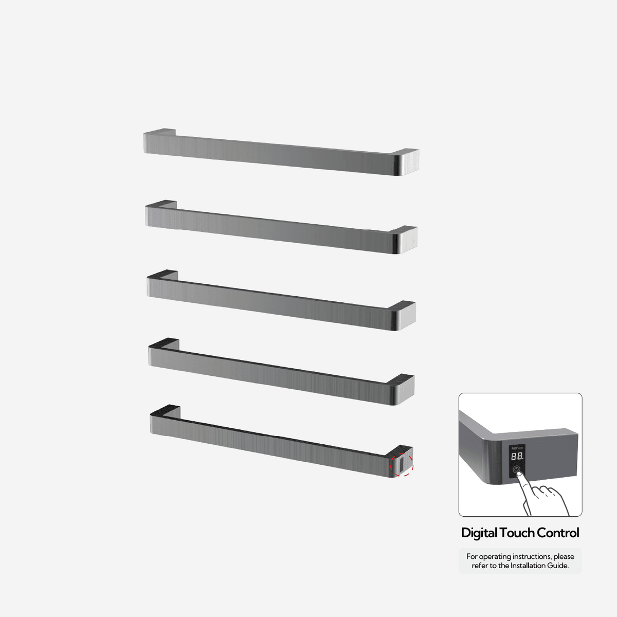 P&Bhusri G12-XL-GML-ME G12 Towel Warmer in PVD Gun Metal