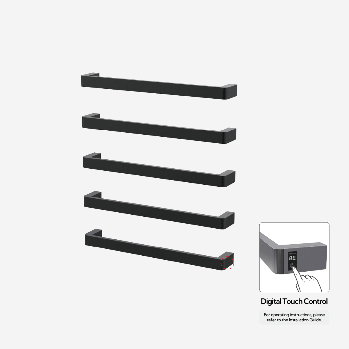 P&Bhusri G12-XL-MBL-ME G12 Towel Warmer in Mist Black