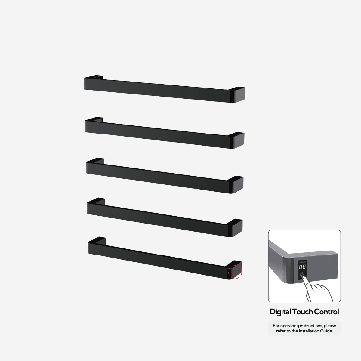 P&Bhusri G12-XL-PBN-ME G12 Towel Warmer in PVD Polished Black Nickel