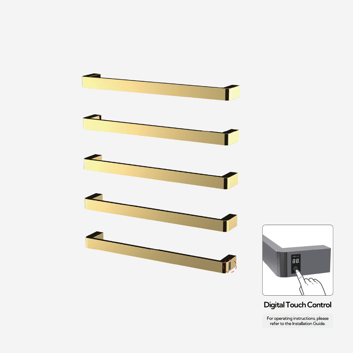 P&Bhusri G12-XL-PBR-ME G12 Towel Warmer in PVD Polished Brass