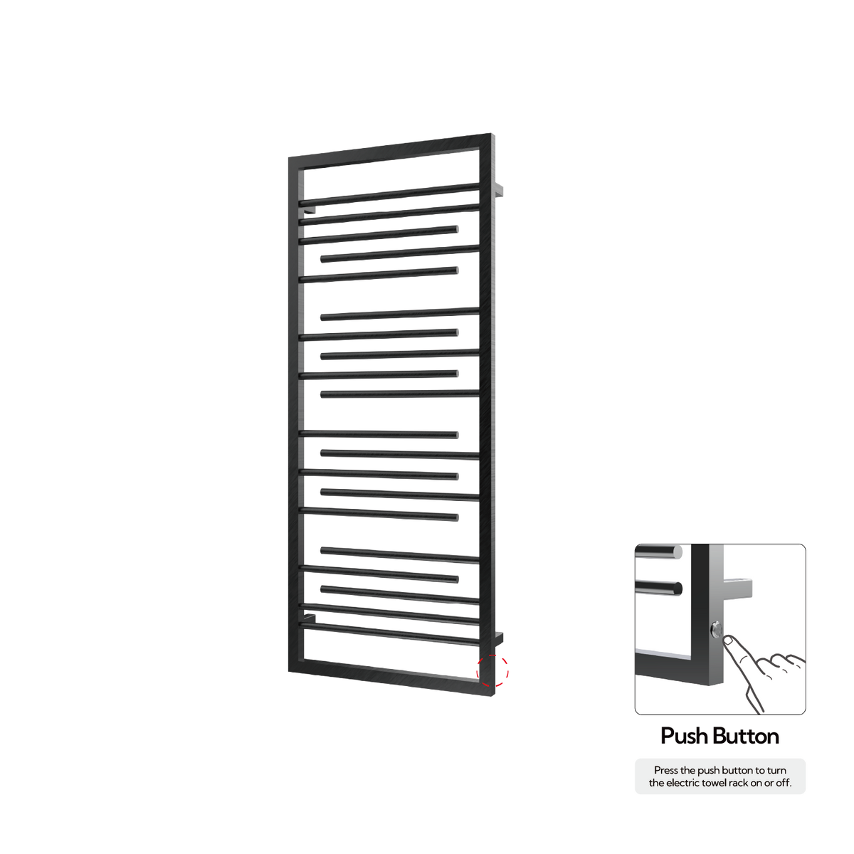 P&Bhusri G22-M-BBN-N G22 Towel Warmer in PVD Brushed Black Nickel