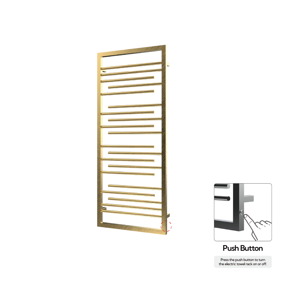 P&Bhusri G22-M-BLG-N G22 Towel Warmer in PVD Brushed Luxury Gold