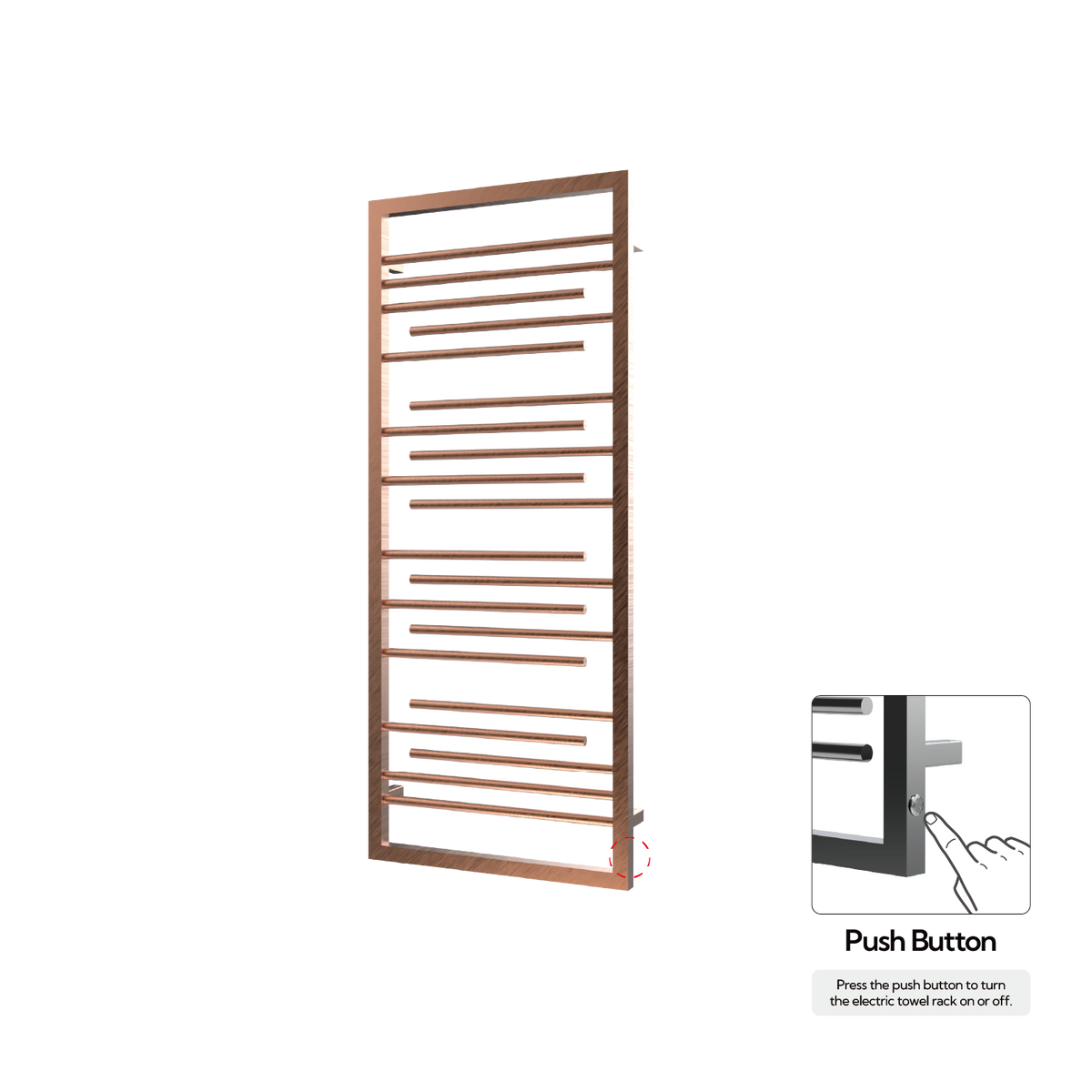 P&Bhusri G22-M-BRG-N G22 Towel Warmer in PVD Brushed Rose Gold