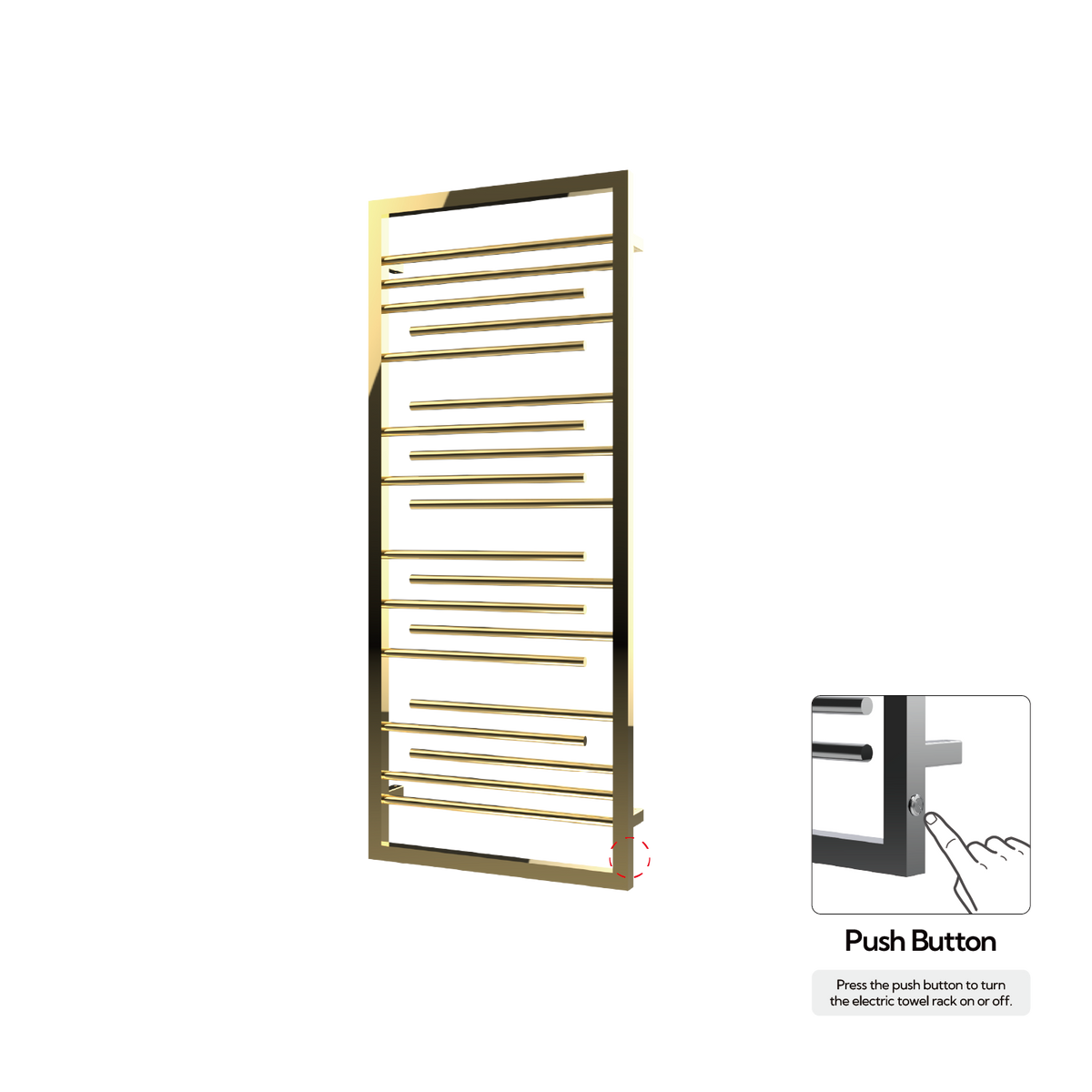 P&Bhusri G22-M-PBR-N G22 Towel Warmer in PVD Polished Brass