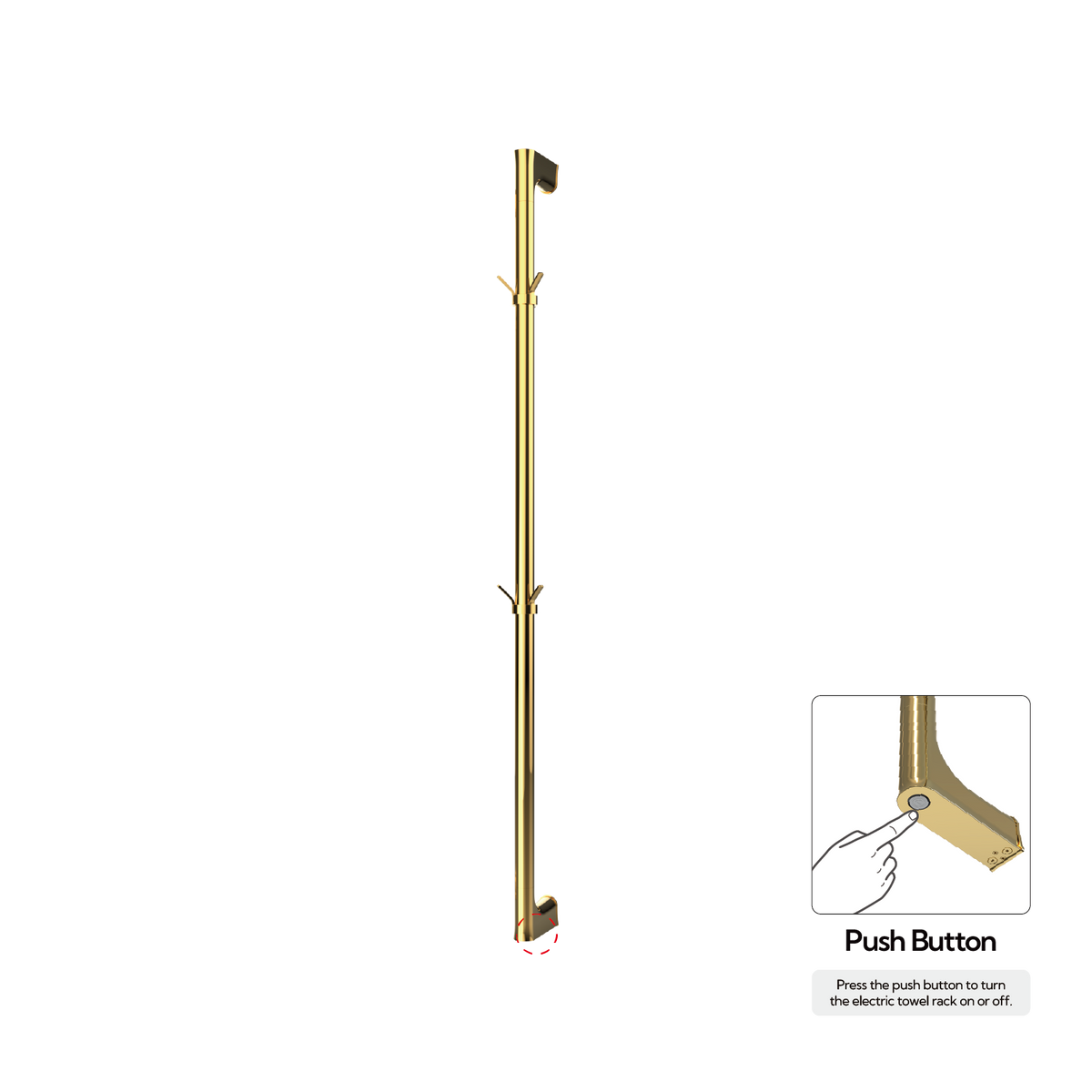 P&Bhusri G27-M-24K-N G27 Towel Warmer in PVD 24K Gold