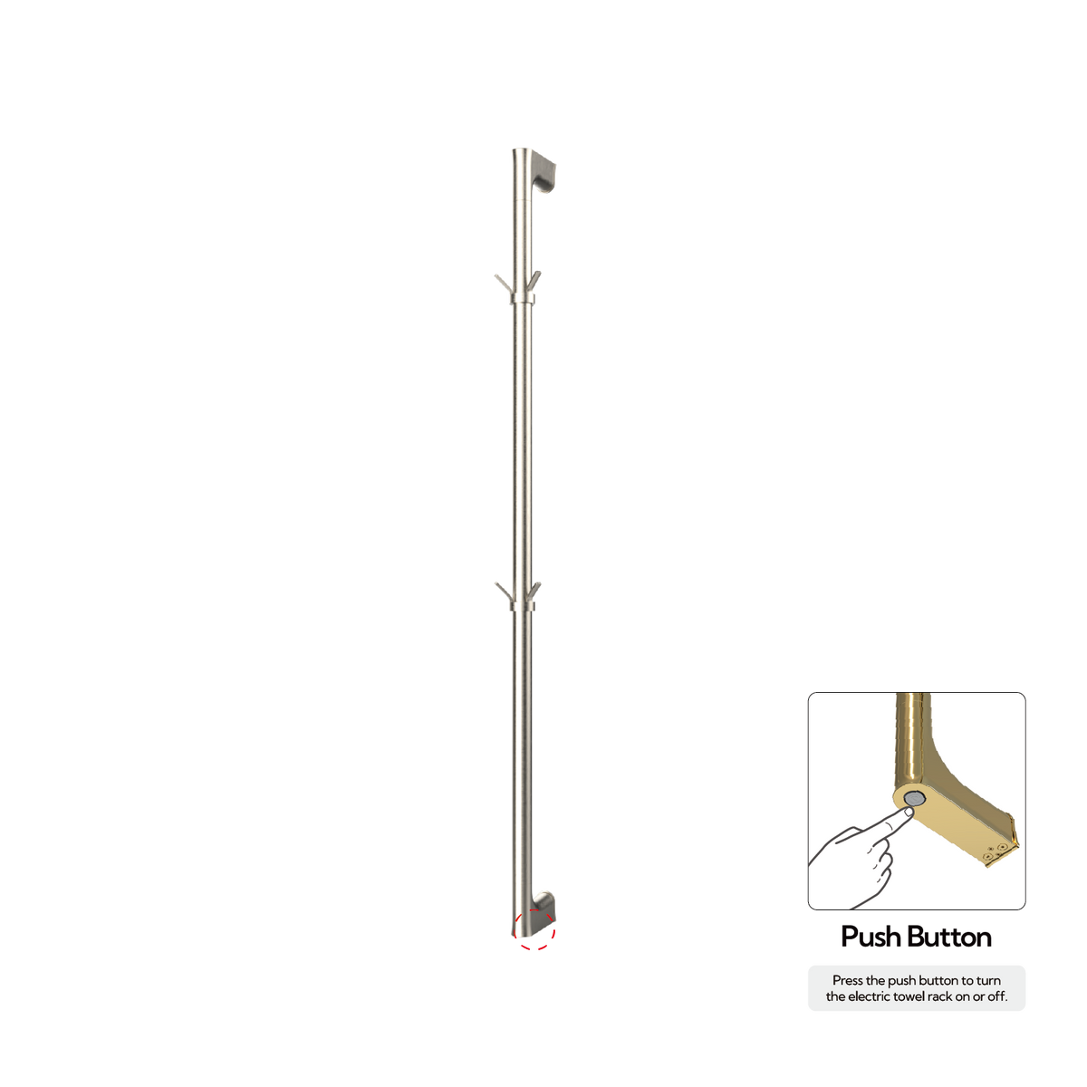 P&Bhusri G27-M-BNI-N G27 Towel Warmer in PVD Brushed Nickel