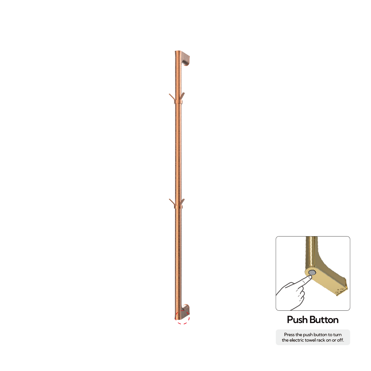 P&Bhusri G27-M-BRG-N G27 Towel Warmer in PVD Brushed Rose Gold