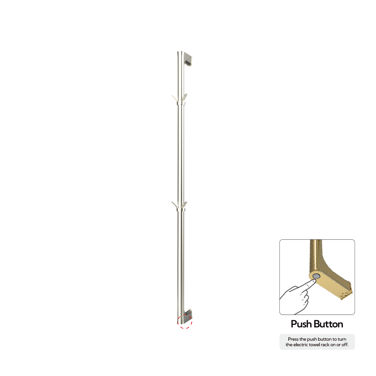 P&Bhusri G27-M-BWG-N G27 Towel Warmer in PVD Brushed White Gold