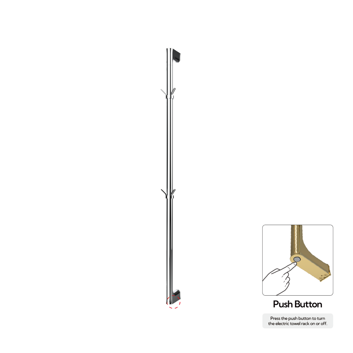 P&Bhusri G27-M-CHR-N G27 Towel Warmer in Polished Chrome