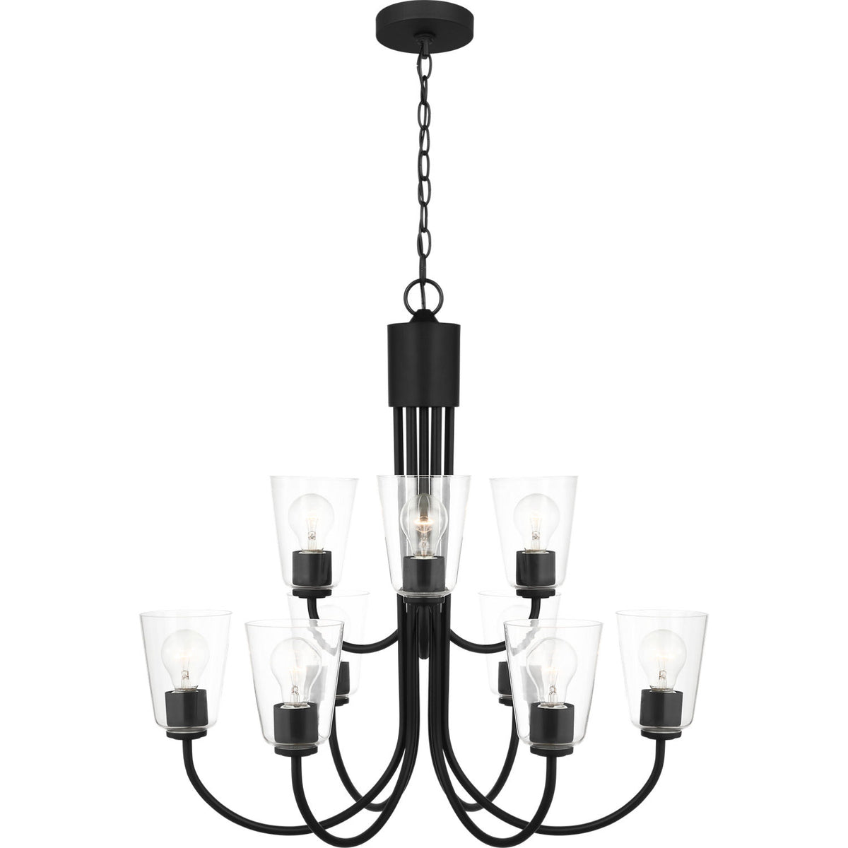 Generation Lighting GLC1169MBK Miles Nine Light Chandelier