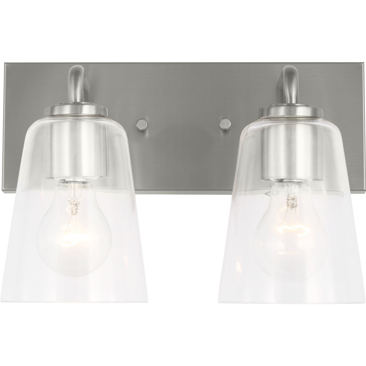 Projecteur de salle de bain à deux lumières Generation Lighting GLV1062BS Miles, modèle Miles.