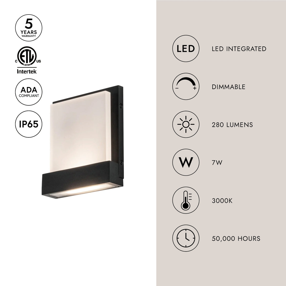 Kuzco Lighting AT33407-BK Guide LED All-terior Wall Light in Black