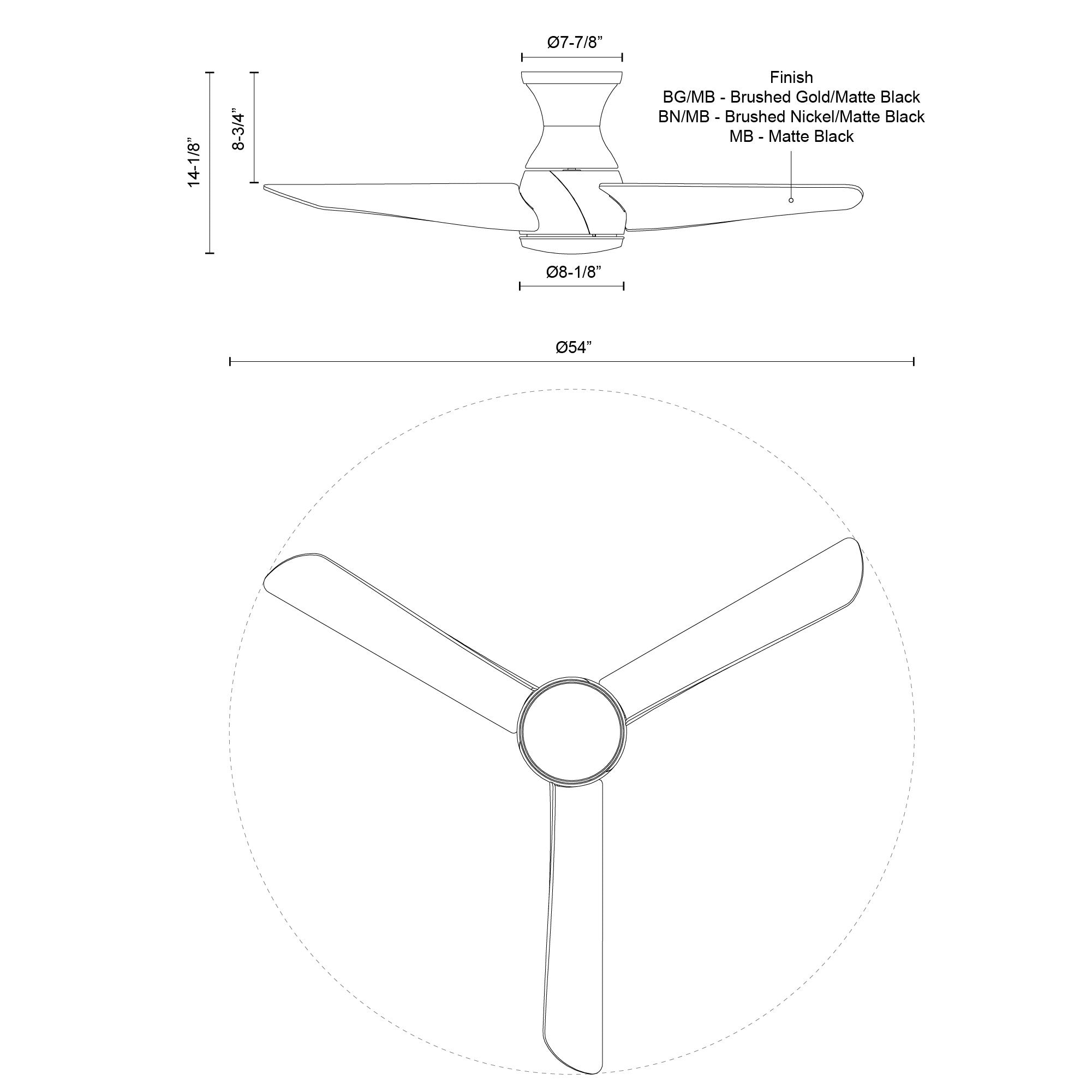 Kuzco Lighting HF91954-DESSIN Thalia Hugger Ventilateur