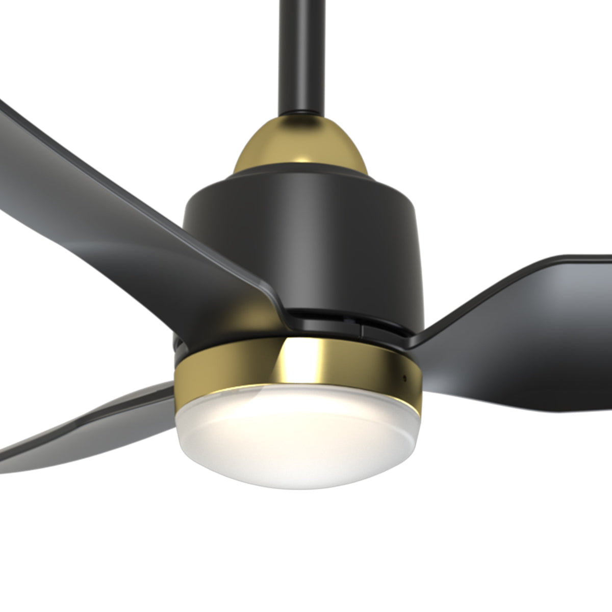 Plafonnier extérieur LED Hugo de Kuzco Lighting CF72942-BG/MB-5CCT Ventilateur en or brossé/noir mat