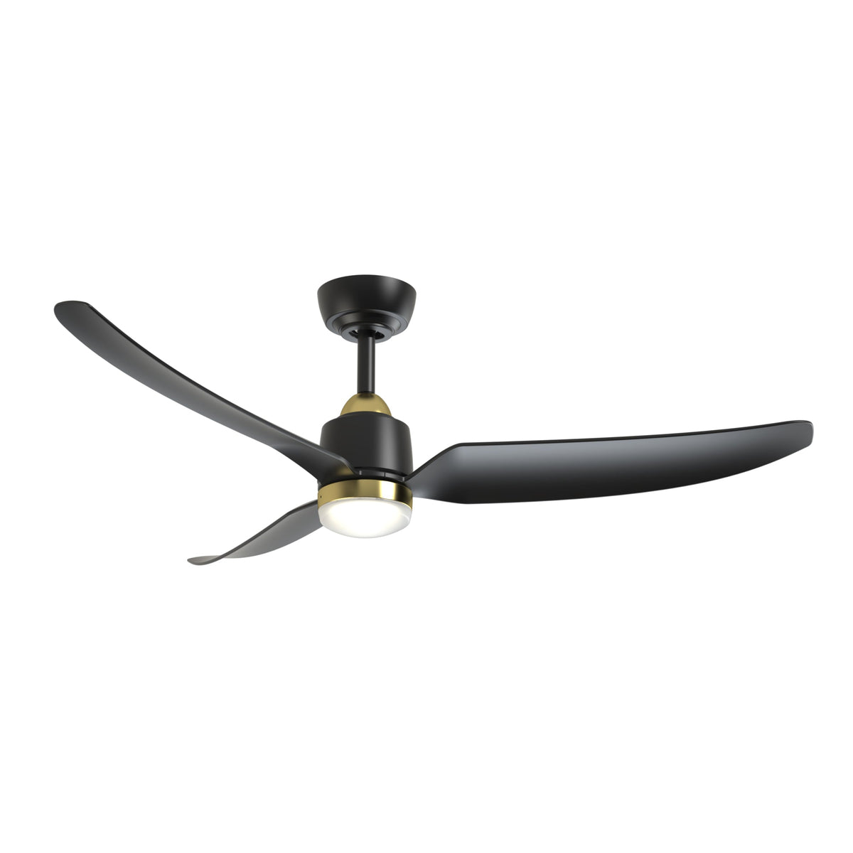 Plafonnier extérieur LED Hugo de Kuzco Lighting CF72952-BG/MB-5CCT Ventilateur en or brossé/noir mat