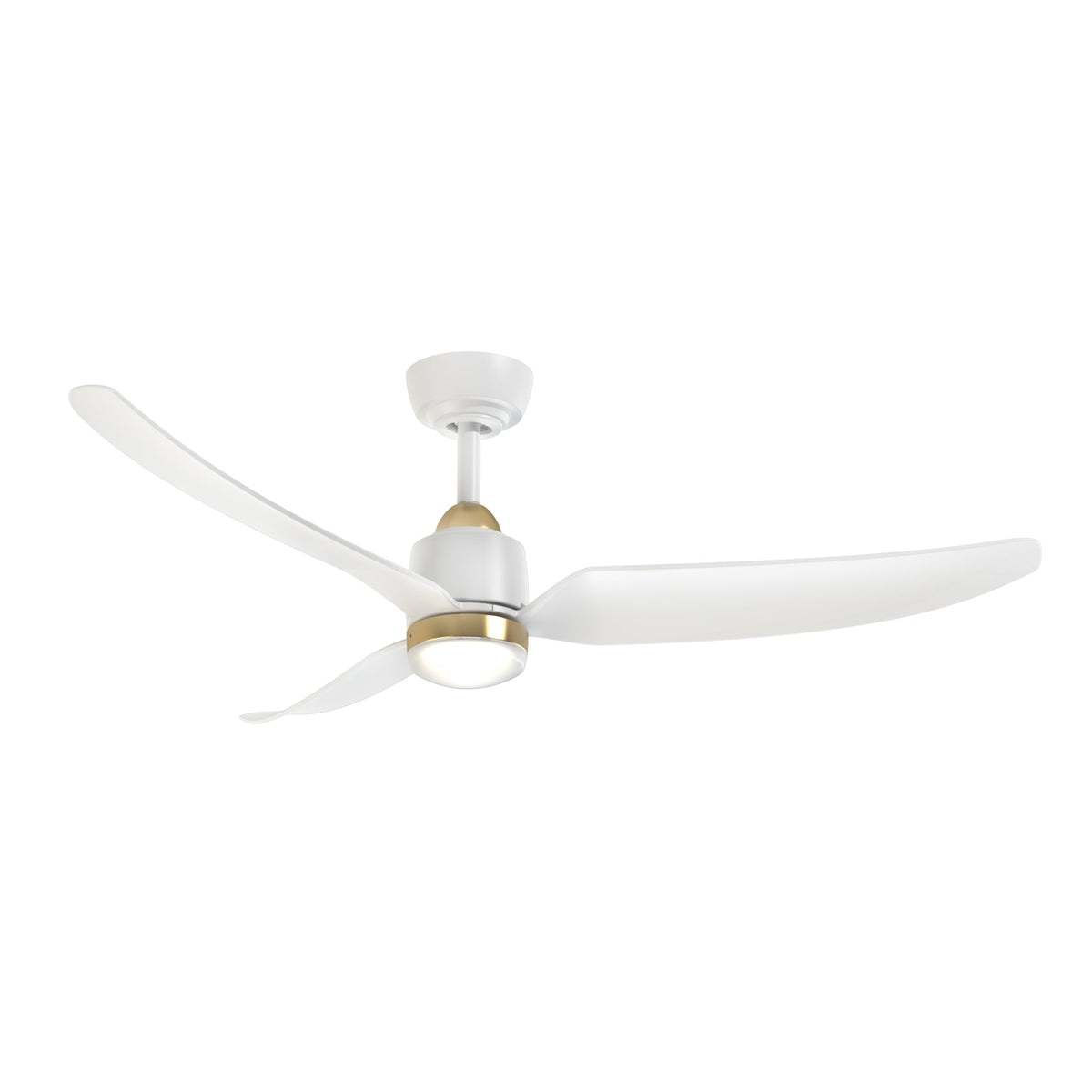 Plafonnier extérieur LED Hugo de Kuzco Lighting CF72952-BG/WH-5CCT Ventilateur en or brossé/blanc mat